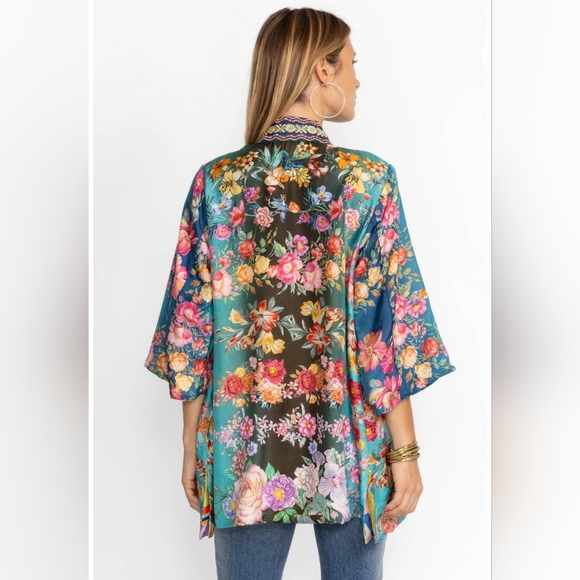 Johnny Was 100% Silk Reversible Stallion Yena Kimono, Boho, S, NWT - Picture 7 of 10